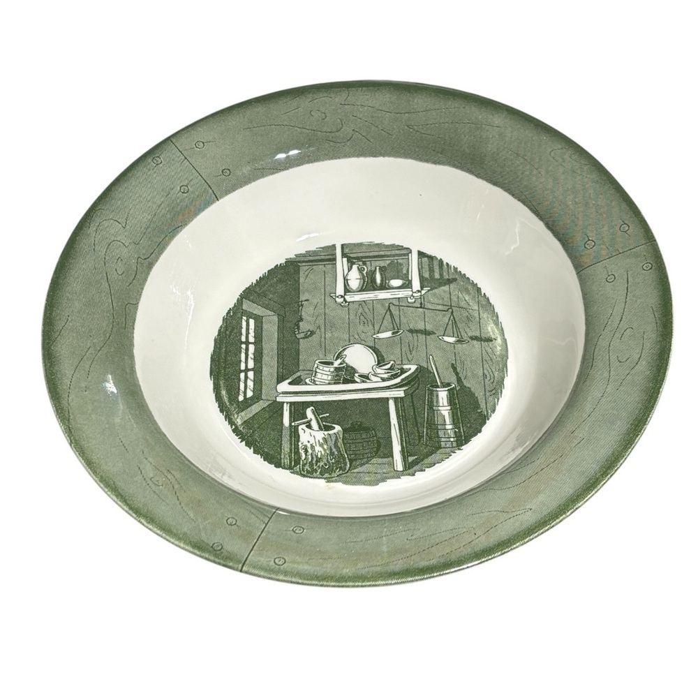 2~Vintage 1950s Green Colonial Homestead by Royal Ironstone China Serving Bowls - Picture 3 of 11